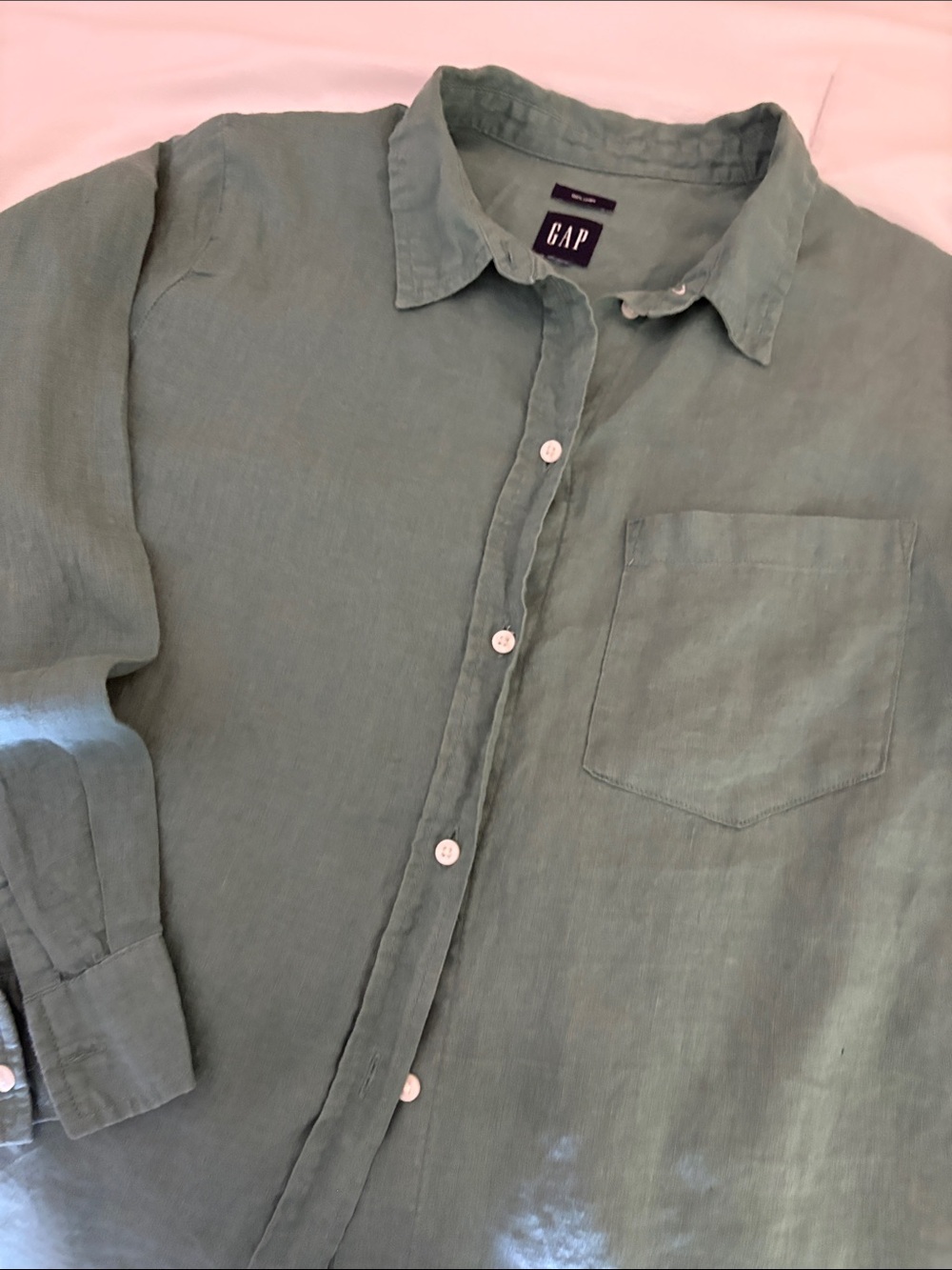 GAP Emerald Green Button-Down Linen Shirt